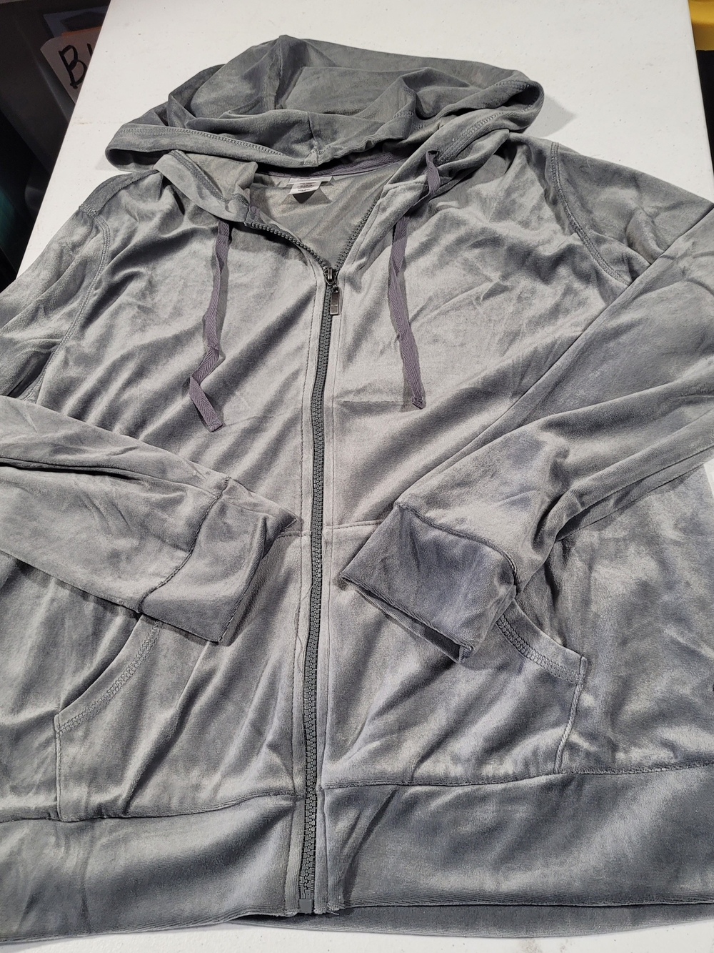 Danskin Now Gray Velour Zip Hoodie Jacket with Hood